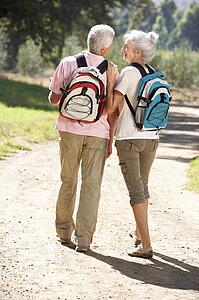 Senior couple on country walk