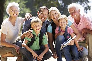 Three generation family on country walk