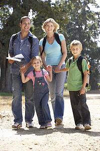 Young family on country walk