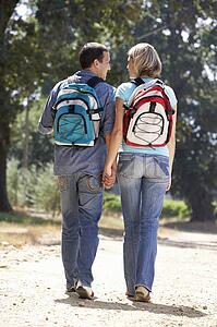 Couple on country walk