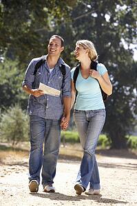 Couple with map on country walk
