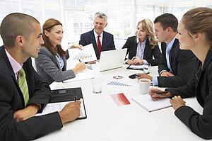 Mixed group in business meeting