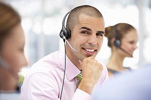 Young businessman wearing headset