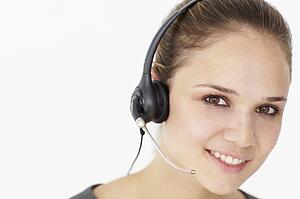 Young businesswoman wearing headset
