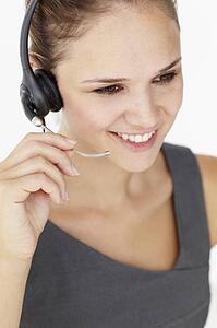 Young businesswoman wearing headset