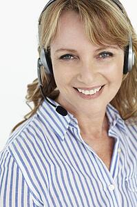 Businesswoman wearing headset