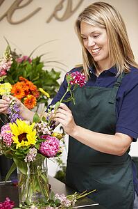 Woman working in florist