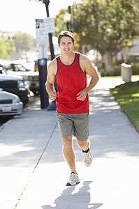 Man running on city street