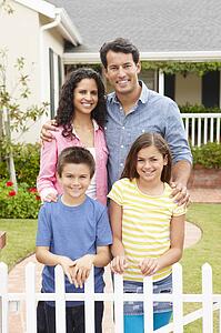Hispanic family outside home