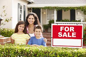 Mother and children outside home for rent