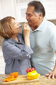Senior couple cooking
