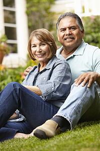 Senior couple relaxing in garden