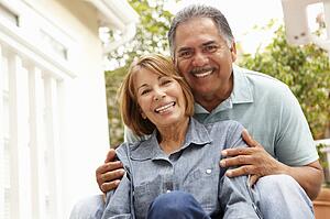 Senior couple relaxing in garden