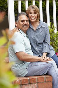 Senior couple relaxing in garden