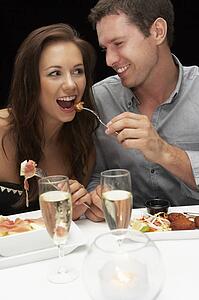 Young couple in restaurant