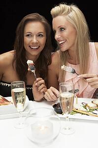 Young women in restaurant