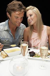 Young couple in restaurant