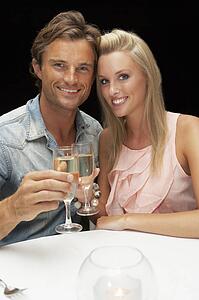 Young couple in restaurant