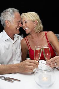 Senior couple in restaurant