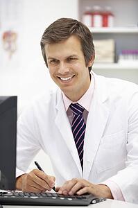 Hospital doctor at desk