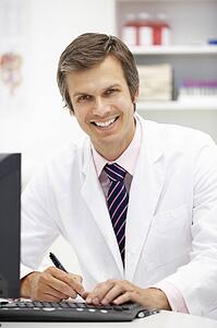 Hospital doctor at desk