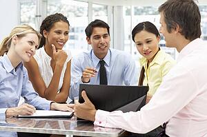 Mixed group in business meeting