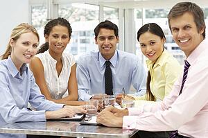 Mixed group in business meeting