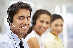 Businessman wearing headset