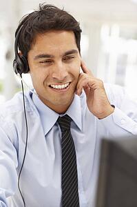 Businessman wearing headset