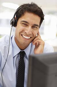 Businessman wearing headset