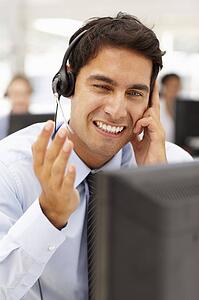 Businessman wearing headset