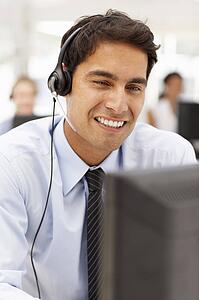 Businessman wearing headset
