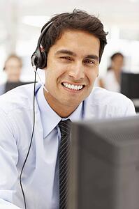Businessman wearing headset