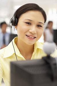 Businesswoman wearing headset