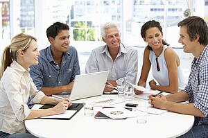 Mixed group in business meeting
