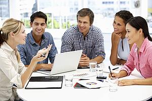 Mixed group in business meeting