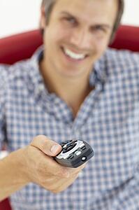 Man with remote control
