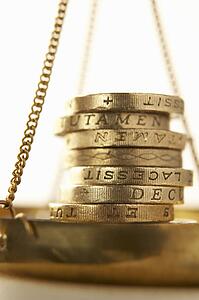 Coins on scale