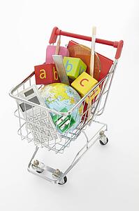 Trolley full of items for school
