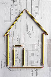 Architectural drawing and pencils