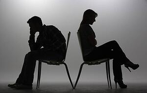 Man and woman in silhouette