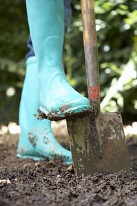 Person digging in garden