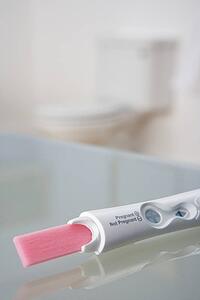 Pregnancy testing kit in bathroom