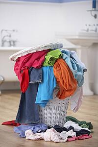 Pile of dirty washing in bathroom