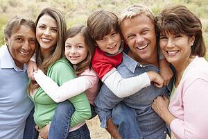 Multi generation family outdoors