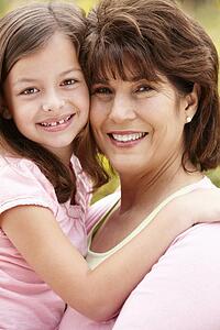 Hispanic grandmother and granddaughter