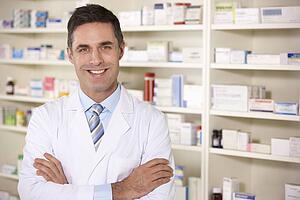 Portrait American pharmacist at work