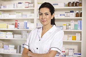 Portrait American pharmacist at work