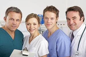 Portrait American medical team on hospital ward