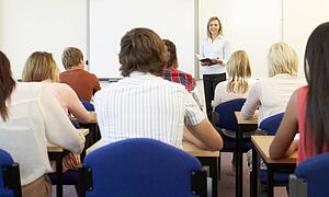 Students and tutor in class